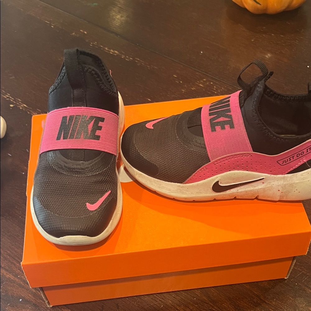 Nike Kids Black and Pink Slip-On Sneakers